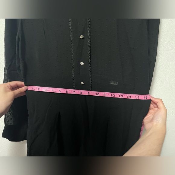 Zara black dot mesh romper with jewel buttons and lace collar - Picture 14 of 16